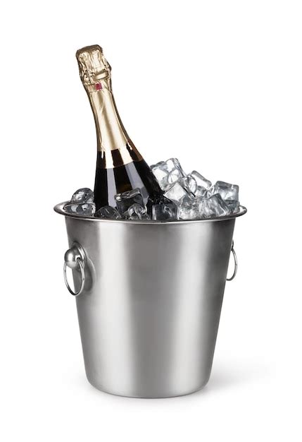 Premium Photo Champagne Bottle In A Bucket With Ice On The White