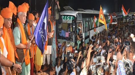 Lieutenant Governor Manoj Sinha Flags Off 1st Batch Of Amarnath