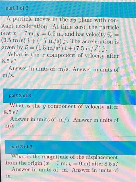 Solved A Particle Moves In The Xy Plane With Constant Ac