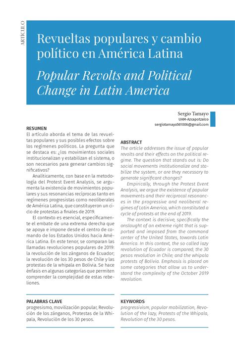 Revueltas Populares Y Cambio Pol Tico En Am Rica Latina Revista