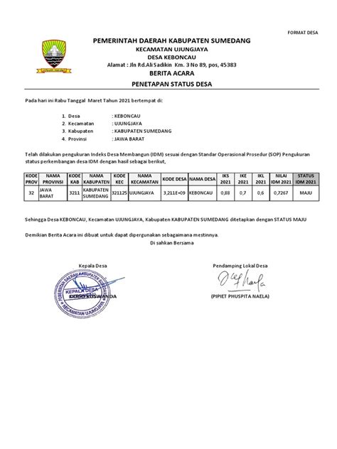 Template Berita Acara Desa 2020 V1 Pdf