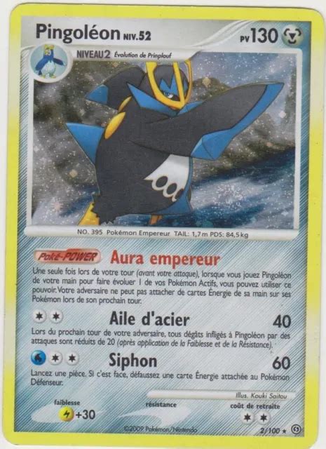 CARTE POKEMON RARE Holographique Pingoléon PV130 DP Tempête 2