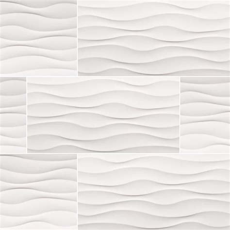 Dymo Wavy White Glossy 12x36 Ceramic Tile