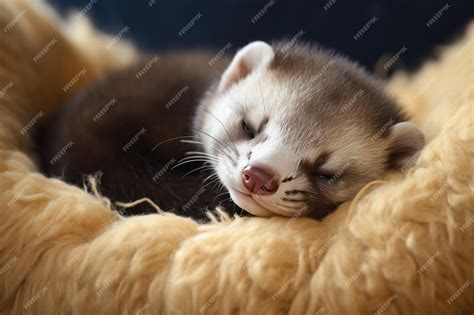 Premium Photo | The cute ferret is sleeping