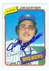 Jim Gantner Autographed Baseball Card Milwaukee Brewers 1980 Topps 374