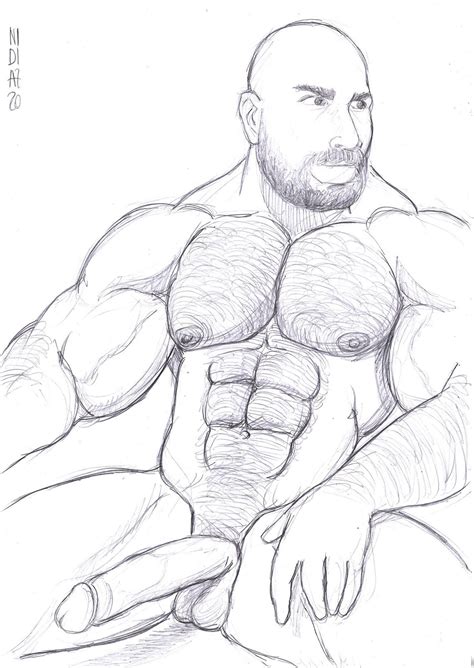 NAKED MAN Gay Art Original Drawing Muscle Gay Drawing Body Male Portrait Gay Illustration