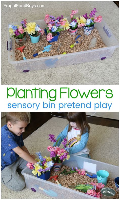 Planting Flowers Sensory Bin Pretend Play Idea For Preschoolers