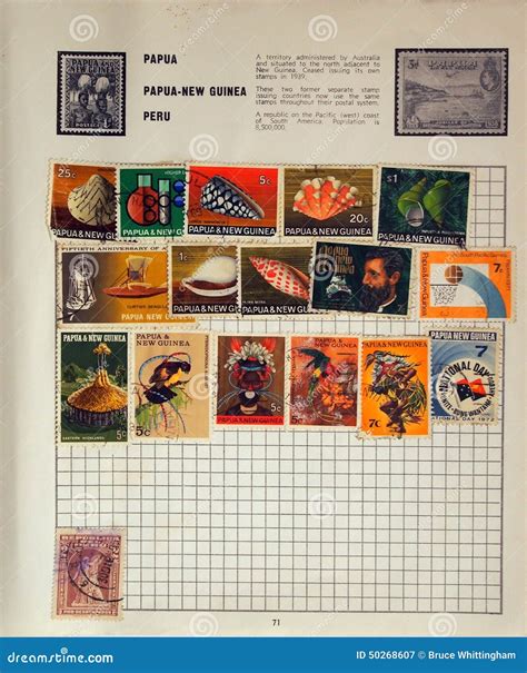 Old Papua New Guinea Stamps Editorial Photography Image Of Page