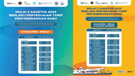 Tabel Tarif Baru Kapal Reguler Dan Eksekutif Merak Bakauheni Mulai 3