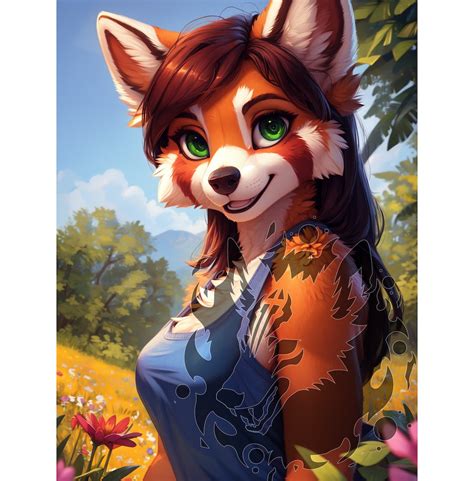 Anthro Red Panda Image Digital Download Hd Image Original Concept Art For Story Idea Cute Furry