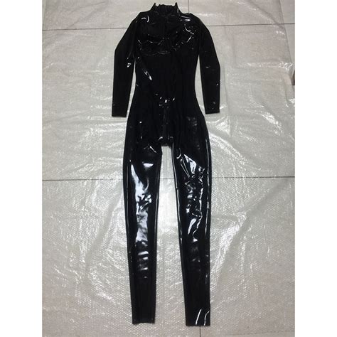 Moglovers Sexy Black Coverall Bodysuit Adult Latex Catsuit For Men And