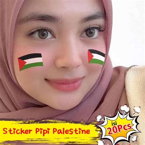 Sticker Pipi Palestine Tempelan Pipi Bendera Palestine Palestine