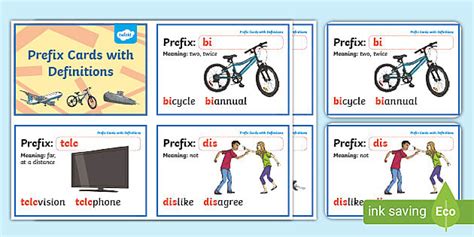 Prefix Word Cards With Definitions Professor Feito