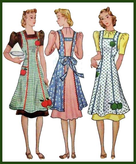 1930s Aprons Pattern Illustration Vintage Apron Pattern Aprons