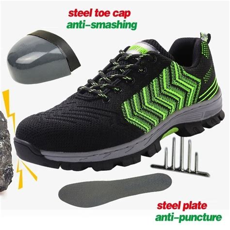 Men Breathable Air Mesh Steel Toe Caps Work Safety Anti Smashing