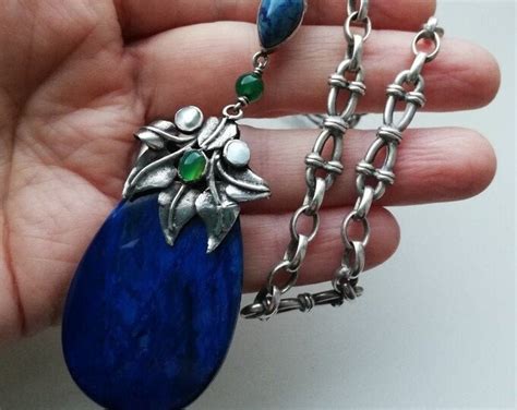 AMY SANDHEIM C1920 Glorious Lapis Lazuli Chrysoprase And Blister Pearl