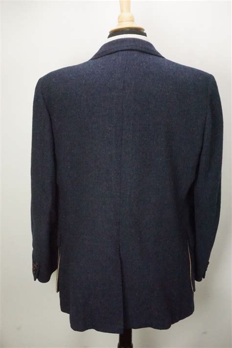 Pendleton Vintage Virgin Wool Tweed Blue Leather Deta Gem