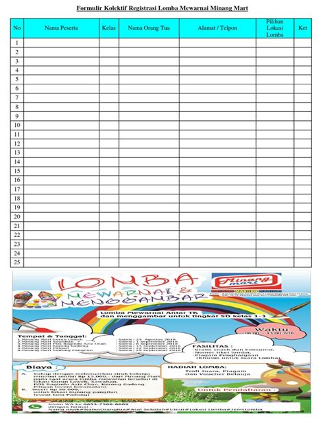 Formulir Kolektif Lomba Mewarnai Pdf