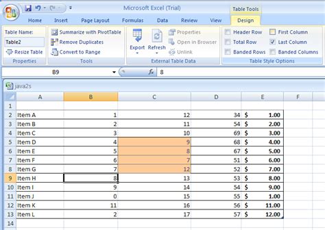 Show or Hide Table Formatting Elements : Table Format « Table ...