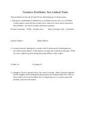 Module 6 Activity 2 Sex Linked Traits Docx Genetics Problems Sex