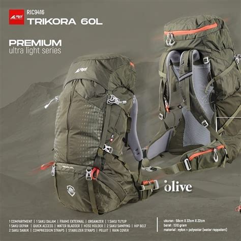 Jual TAS GUNUNG CARRIER AREI TRIKORA 60 L ORIGINAL INCLUDE RAINCOVER