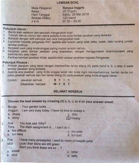 50 Soal Bahasa Inggris Kelas 8 Semester 2 2021