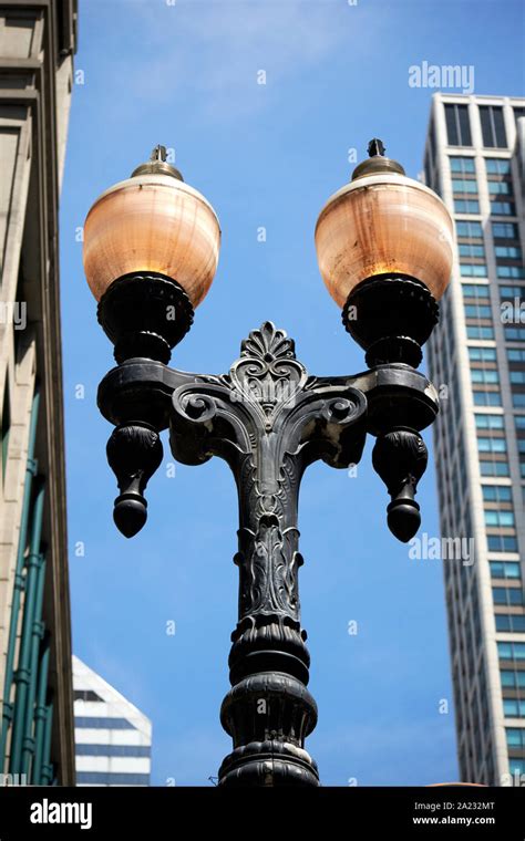 Double Ornate Chicago Street Lamp Chicago Illinois United States Of