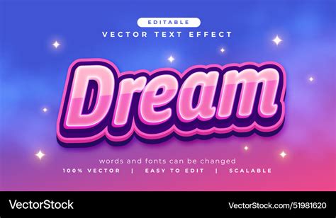 Dream Editable Font Text Effect Template Vector Image