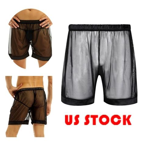 Mens Sheer Boxer Shorts Loose Sports Lounge Short Pants Beach Shorts Swimwear Ebay