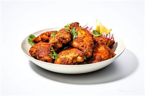 Premium AI Image Tasty Tandoori Fried Chicken Isolated On White