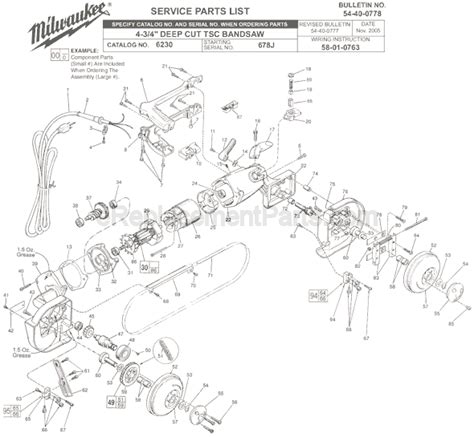 Milwaukee Portable Band Saw Parts List