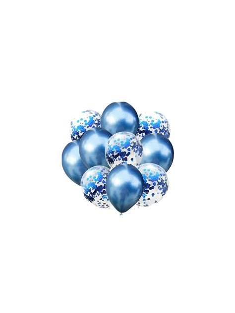 Bouquet de Ballons Chrome Bleu Confettis Bleu gonflé à l hélium