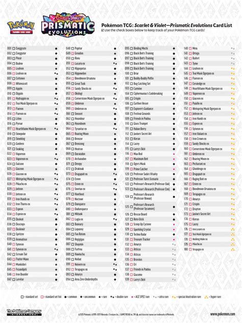 Prismatic Evolutions Card List | PDF | Pokémon | Nintendo