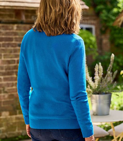 Himmelblau Pullover Mit V Ausschnitt Aus Merinowolle Und Kaschmir F R