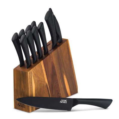 Thyme & Table Knife Set, 13-Piece Kitchen Slim Block Stainless Steel ...