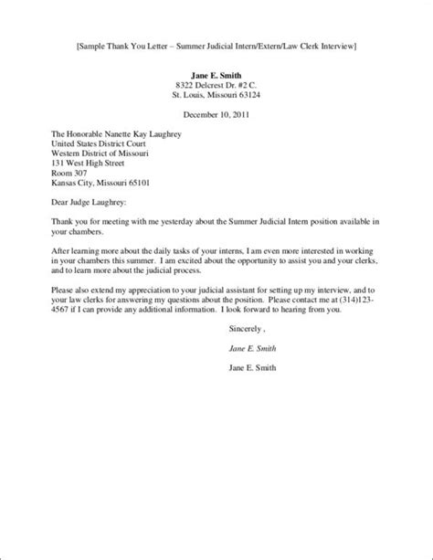 Sample Internship Thank You Letter