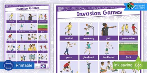 Grade Physical Education Invasion Games Display Word Grid