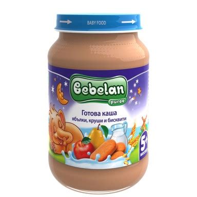 Bebelan Млечна каша ябълки, круши и бисквити 5+ месеца х 190 г