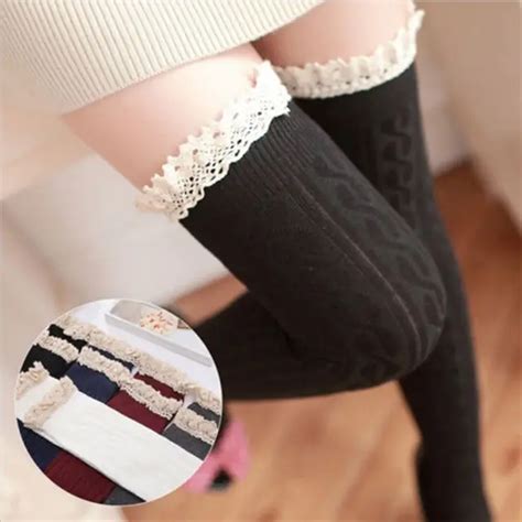 1pair Fashion Sexy Lace Stockings Warm Thigh High Stockings Over Knee