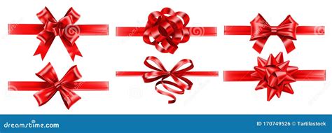 Realistic Red Ribbons With Bows Festive Wrapping Bow T Decoration