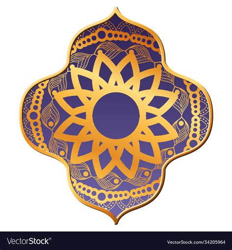 Mandala gold in purple frame design Royalty Free Vector