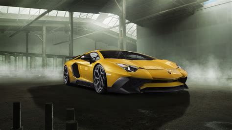 Papel de parede carro veículo amarelo Lamborghini Aventador Carro