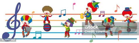 Happy Children Playing Musical Instruments With Music Notes On White Background Stock ...