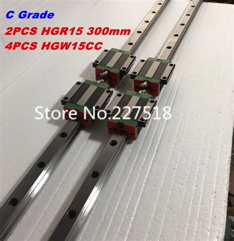 15mm Type 2pcs HGR15 Linear Guide Rail L300mm Rail 4pcs Carriage