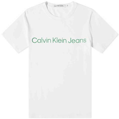 Calvin Klein Mens Institutional Logo Slim T Shirt In Bright White