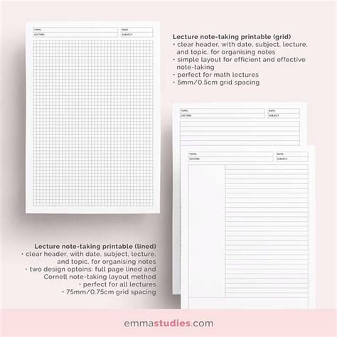 Student Note Taking Template Printable Pack A4 A5 And Letter Cornell