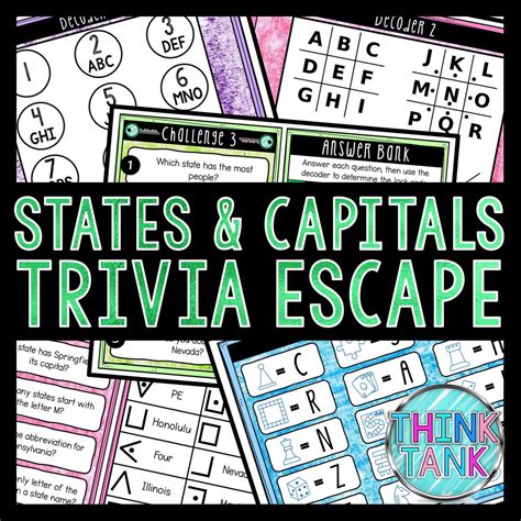States & Capitals Trivia Game - Escape Room for Kids - Printable Party ...