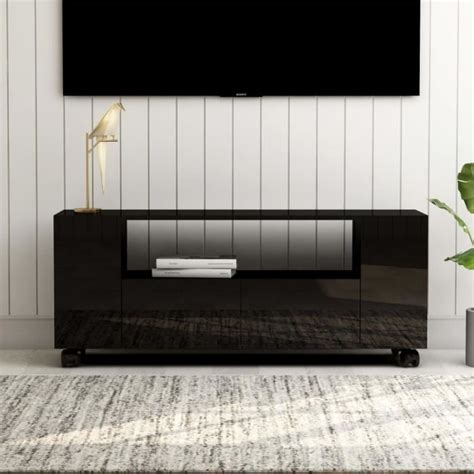 Meuble TV JILI Table Basse Buffet De TV Moderne Noir Brillant 120 X