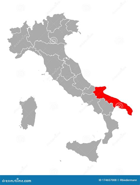 Map Of Apulia In Italy Vector Illustration | CartoonDealer.com #174657008