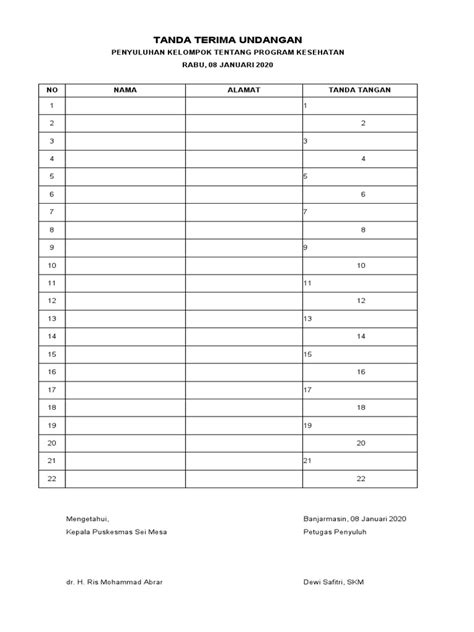 Tanda Terima Undangan Dan Daftar Hadir Pdf